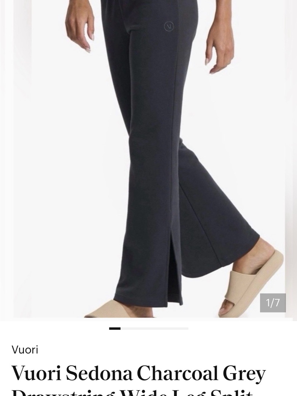 Vuori Charcoal Grey Boot Cut Wide-Leg Split Pants